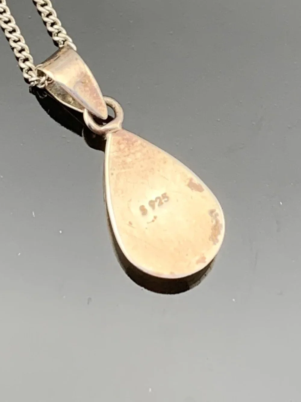 Abalone Teardrop Shell Sterling Silver Necklace  J1454